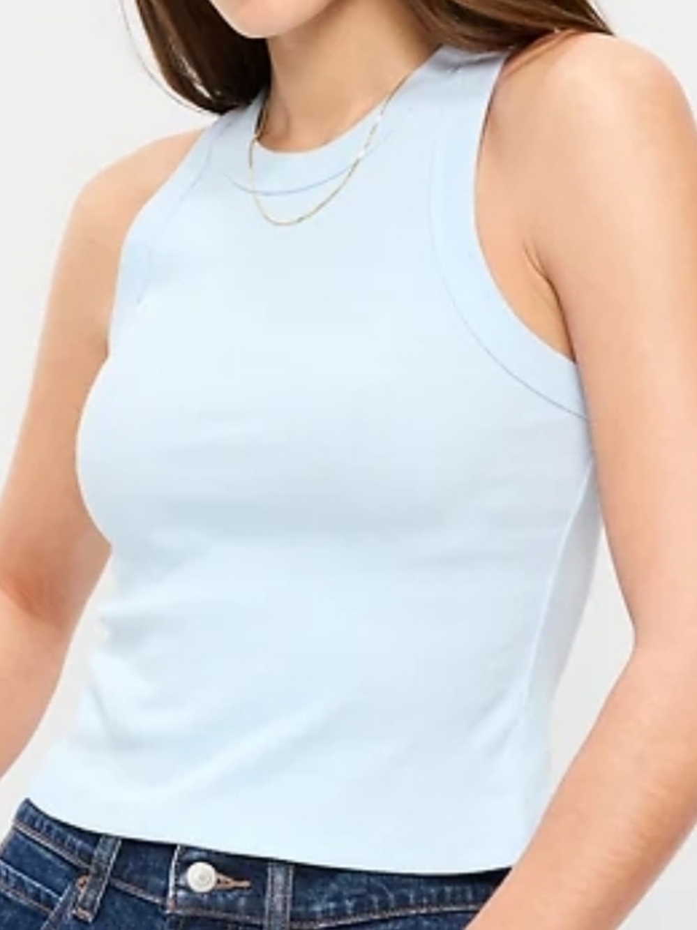 Light Blue Ribbed Tank Top